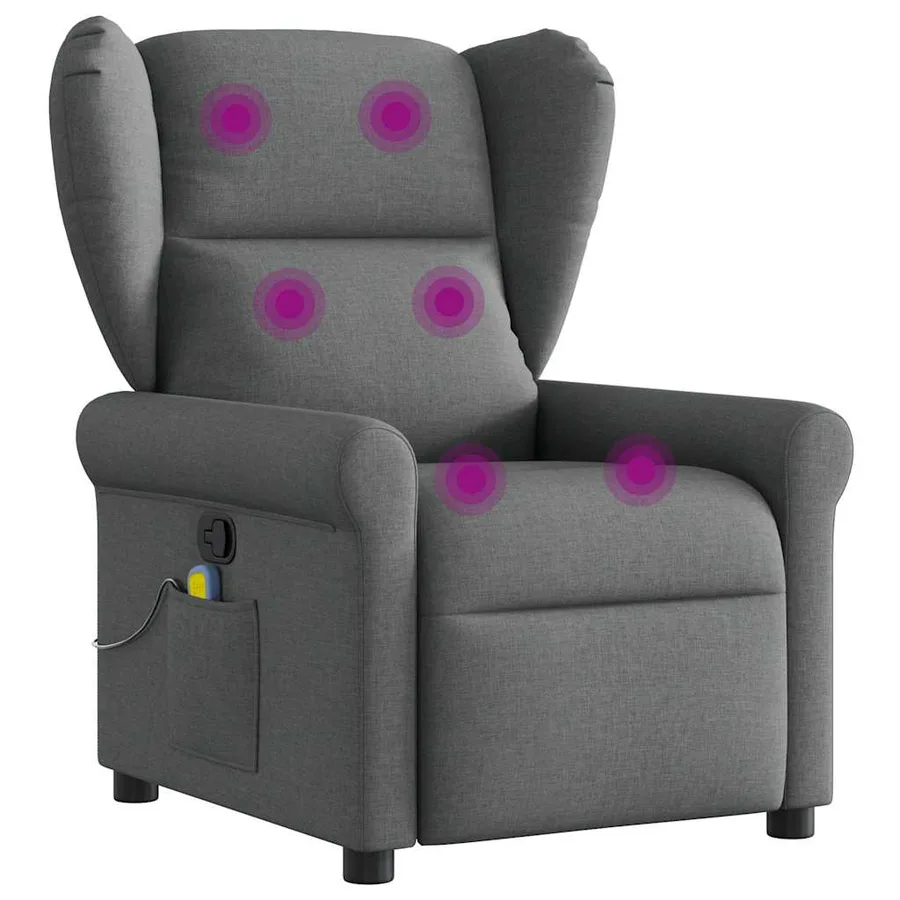 Fauteuil inclinable de massage en tissu gris foncé - 7