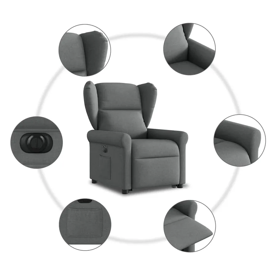 Fauteuil inclinable électrique gris foncé tissu - 11