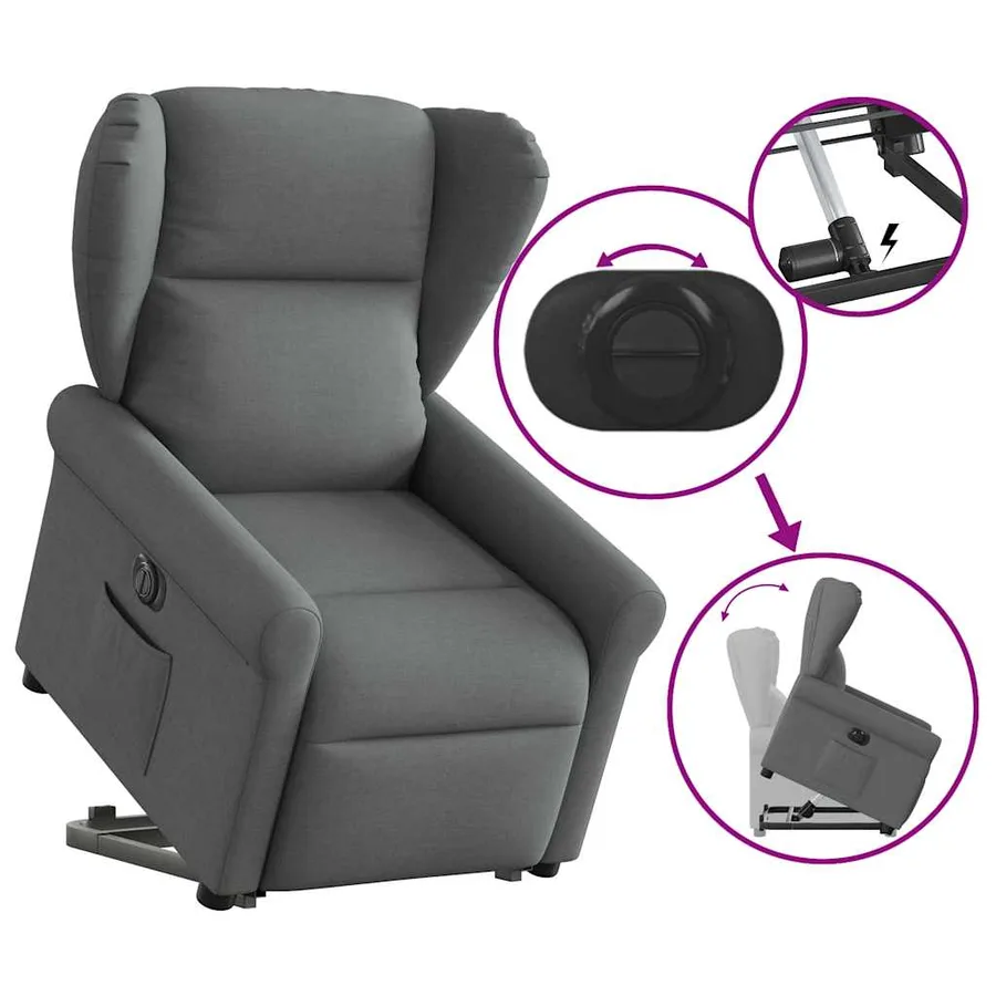 Fauteuil inclinable électrique gris foncé tissu - 7