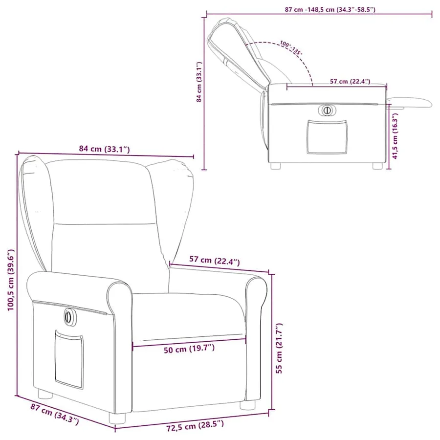 Fauteuil inclinable électrique Gris foncé Tissu - 15