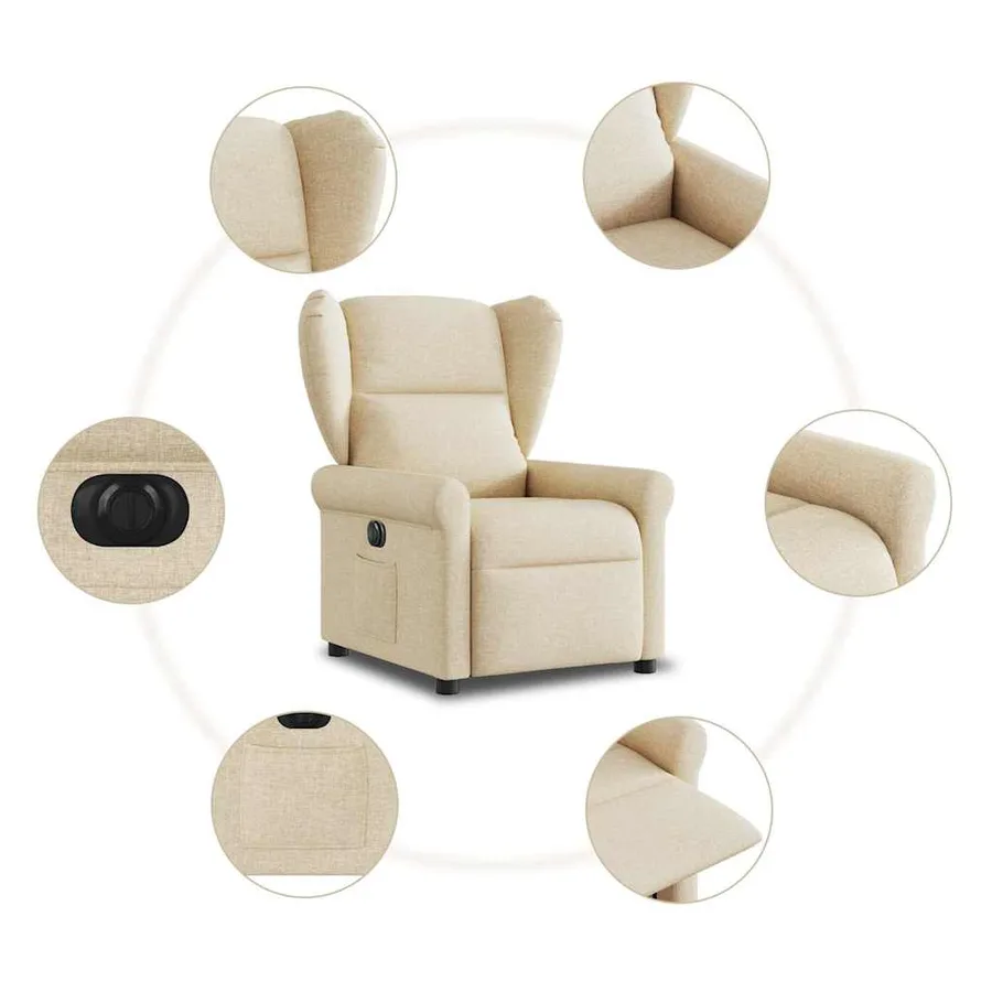 Fauteuil inclinable électrique Crème Tissu - 10