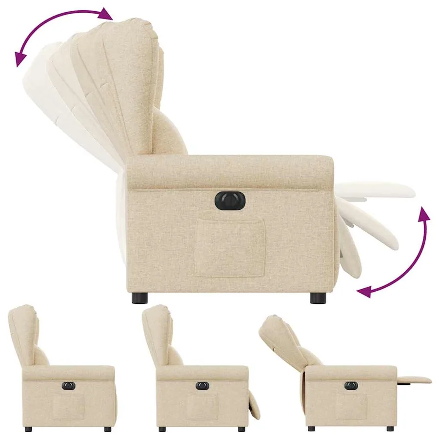 Fauteuil inclinable électrique Crème Tissu - 7