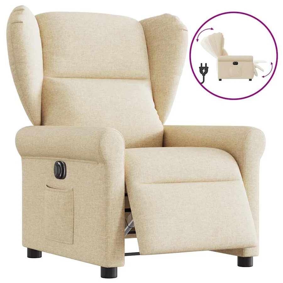 Fauteuil inclinable électrique Crème Tissu - 9