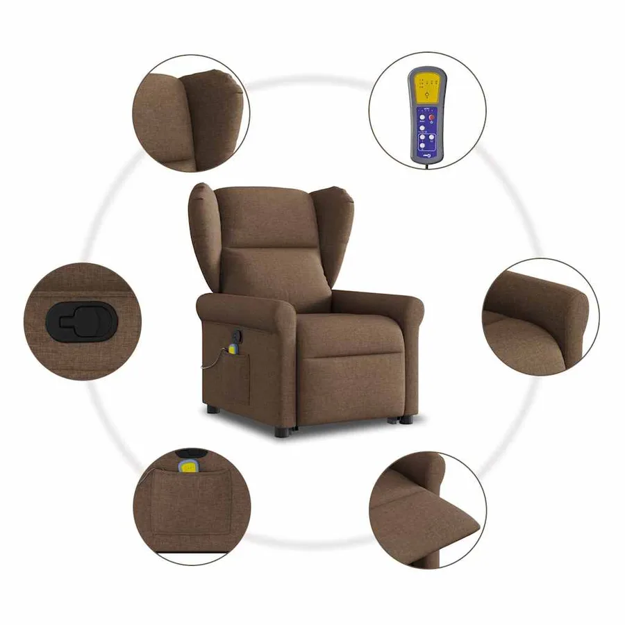 Fauteuil de massage inclinable Marron Tissu - 10