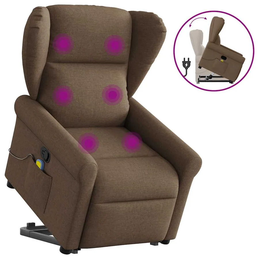 Fauteuil de massage inclinable Marron Tissu - 9