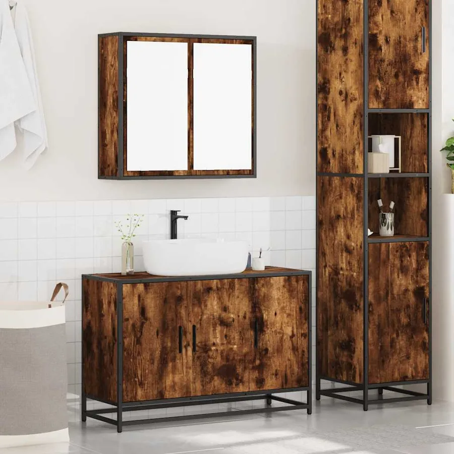 Ensemble de meubles de salle de bain 2 pcs Chêne fumé - 3