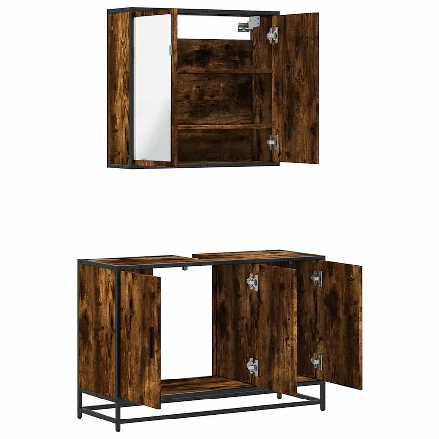 Ensemble de meubles de salle de bain 2 pcs Chêne fumé - 8