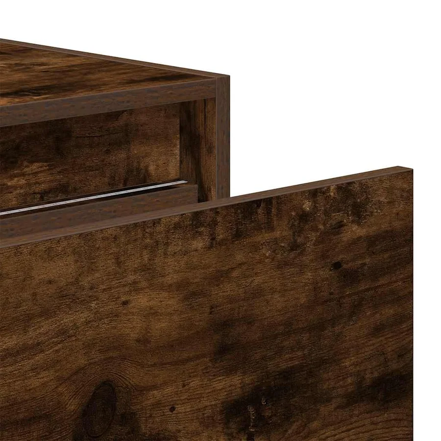 Tables de chevet murales avec lumières LED 2 pcs chêne fumé - 11