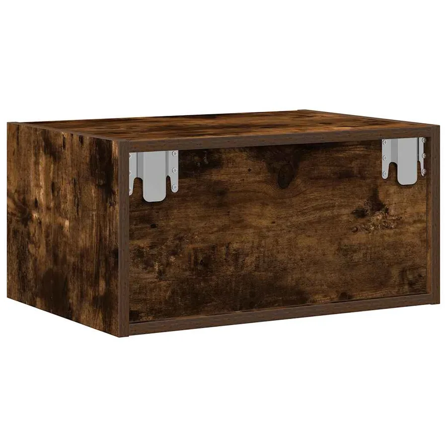 Tables de chevet murales avec lumières LED 2 pcs chêne fumé - 9