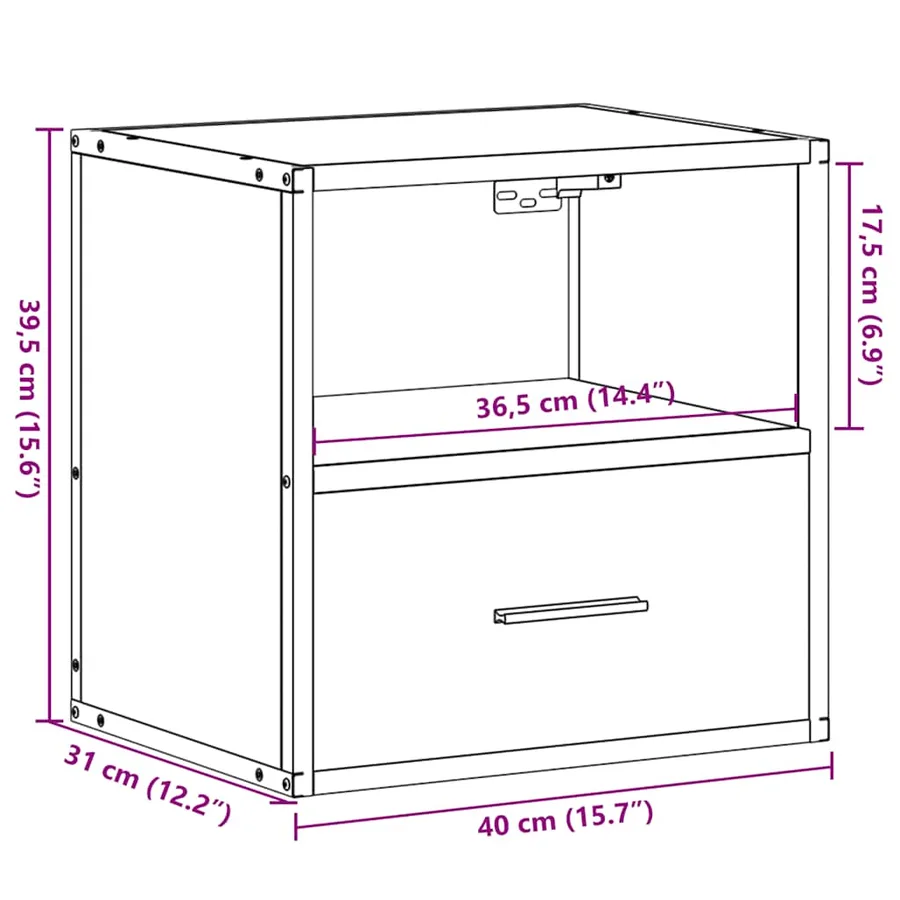 Tables de chevet murales 2 pcs sonoma gris 40x31x39,5 cm - 13