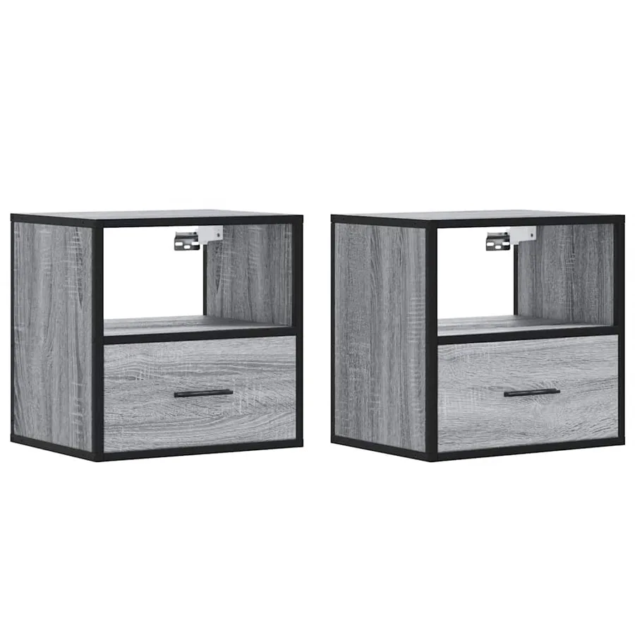 Tables de chevet murales 2 pcs sonoma gris 40x31x39,5 cm - 2