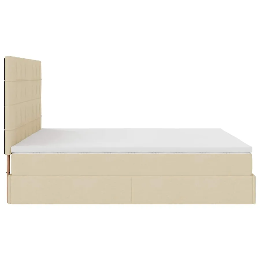 Cadre de lit ottoman avec matelas crème 160x200 cm tissu - 11