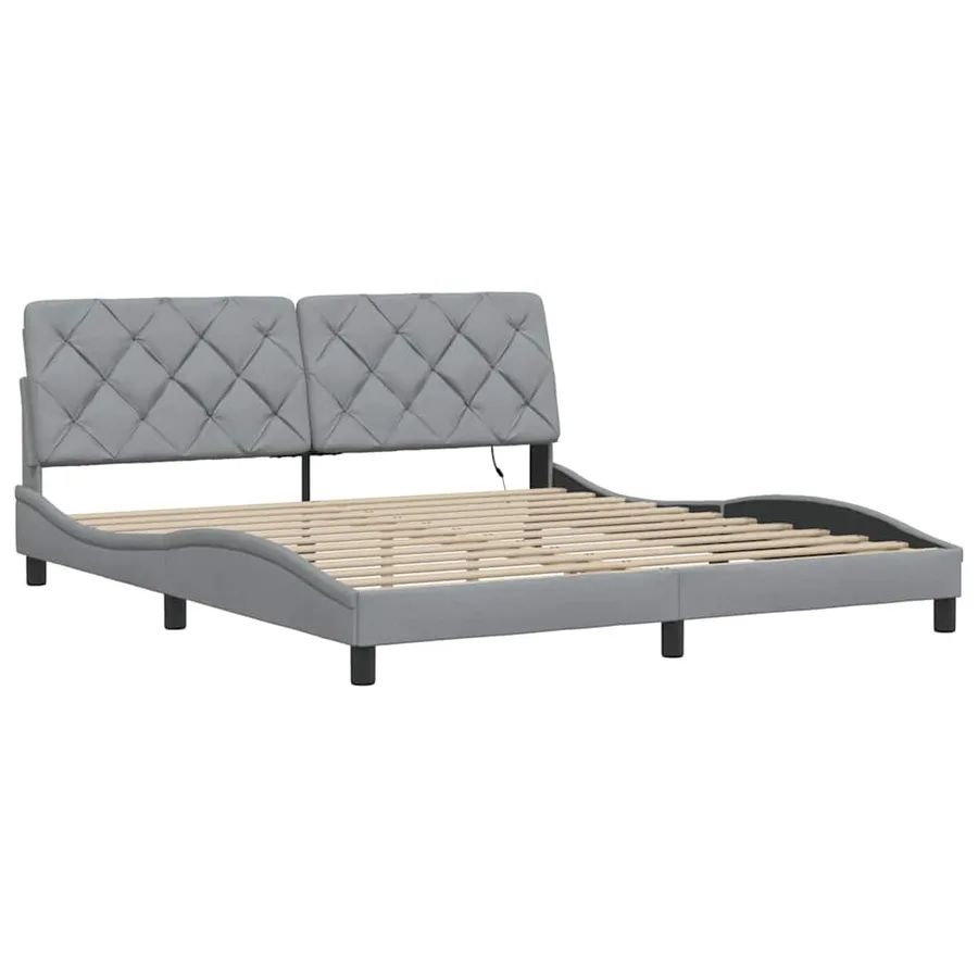 Cadre de lit avec LED sans matelas gris clair 180x200 cm tissu - 5