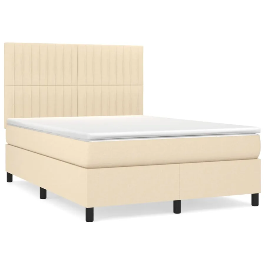 Sommier à lattes de lit avec matelas Crème 140x190 cm Tissu - 2