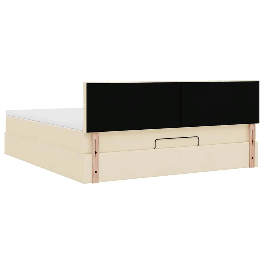 Cadre de lit ottoman avec matelas crème 160x200 cm tissu - 11