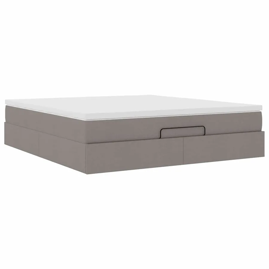 Cadre de lit ottoman avec matelas taupe 160x200 cm tissu - 6