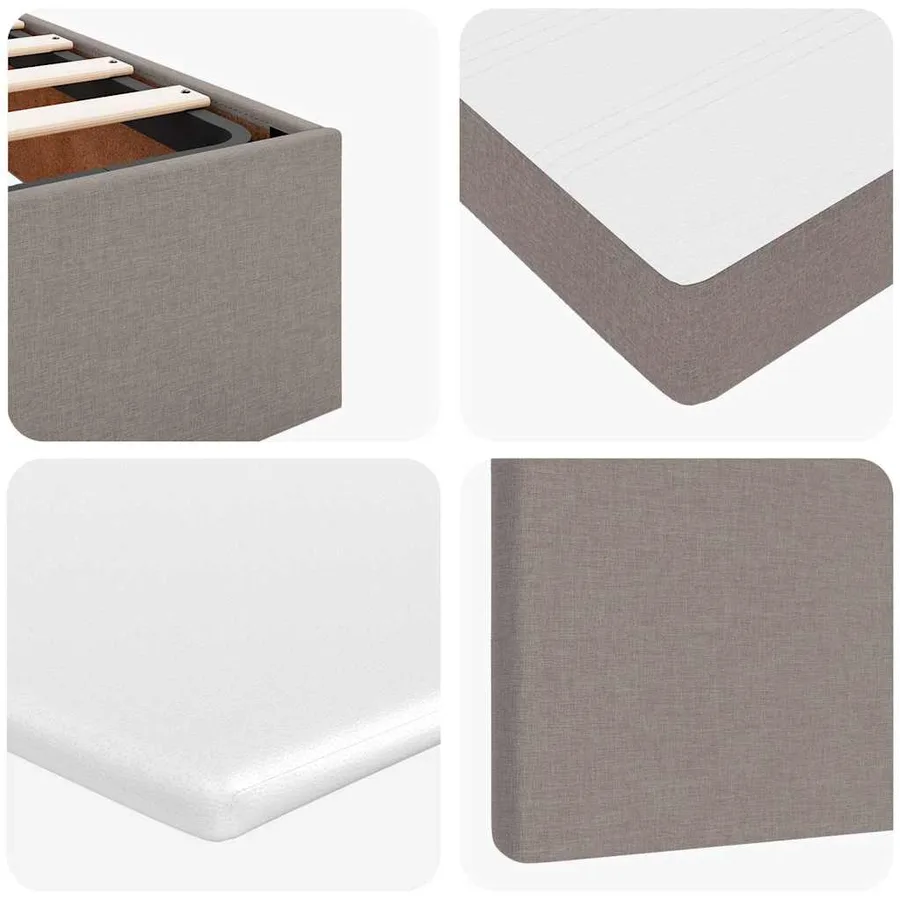 Cadre de lit ottoman avec matelas taupe 160x200 cm tissu - 16