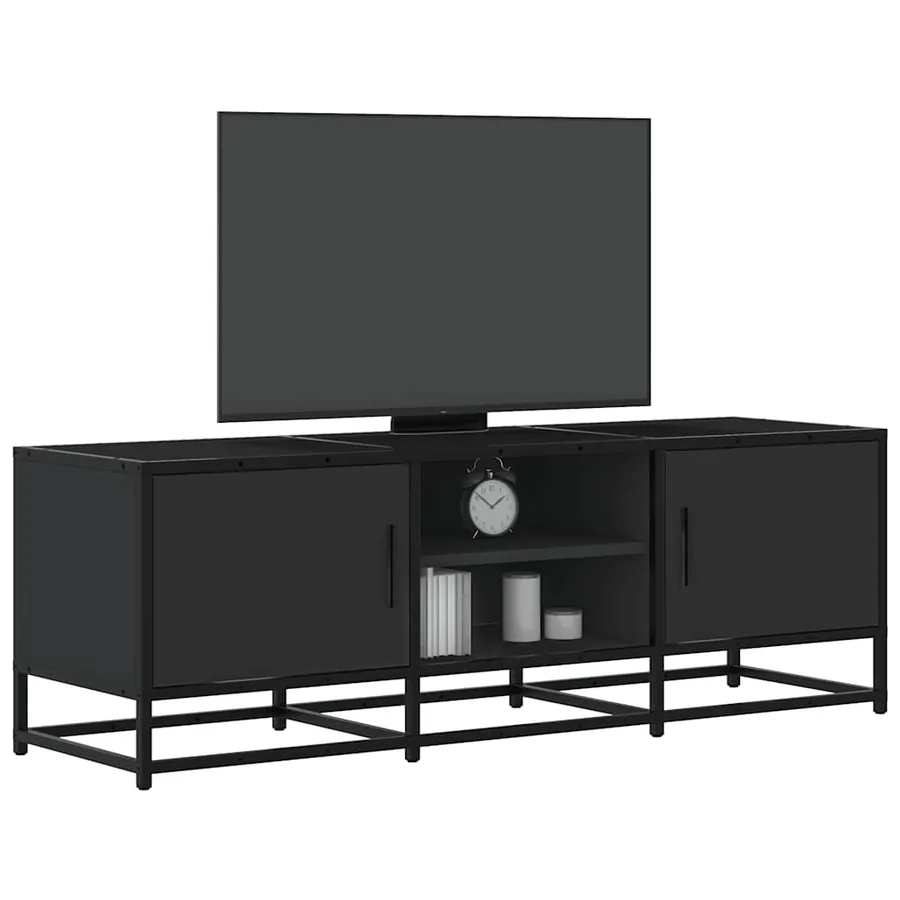 Meuble TV noir 120x35x41 cm bois d'ingénierie et métal