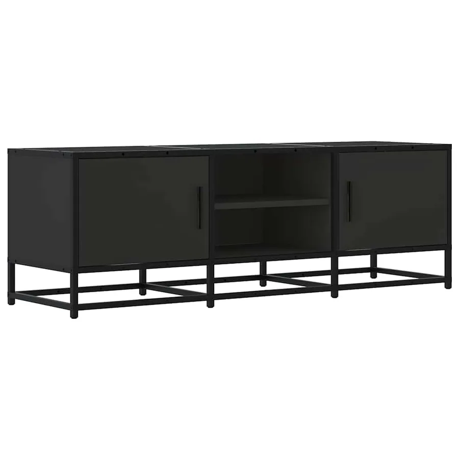Meuble TV noir 120x35x41 cm bois d'ingénierie et métal - 2