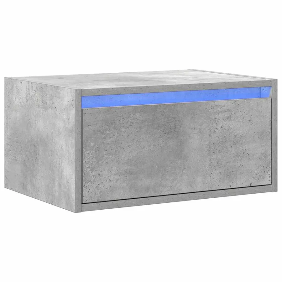 Table de chevet murale avec lumières LED gris béton - 3