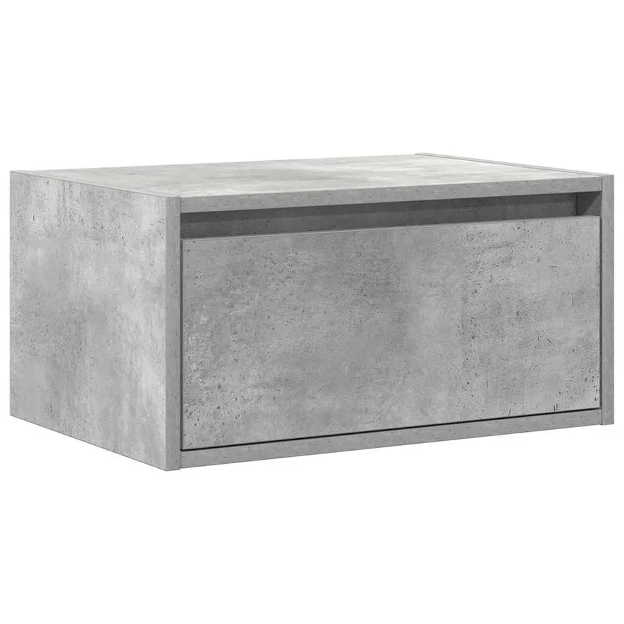 Table de chevet murale avec lumières LED gris béton - 4