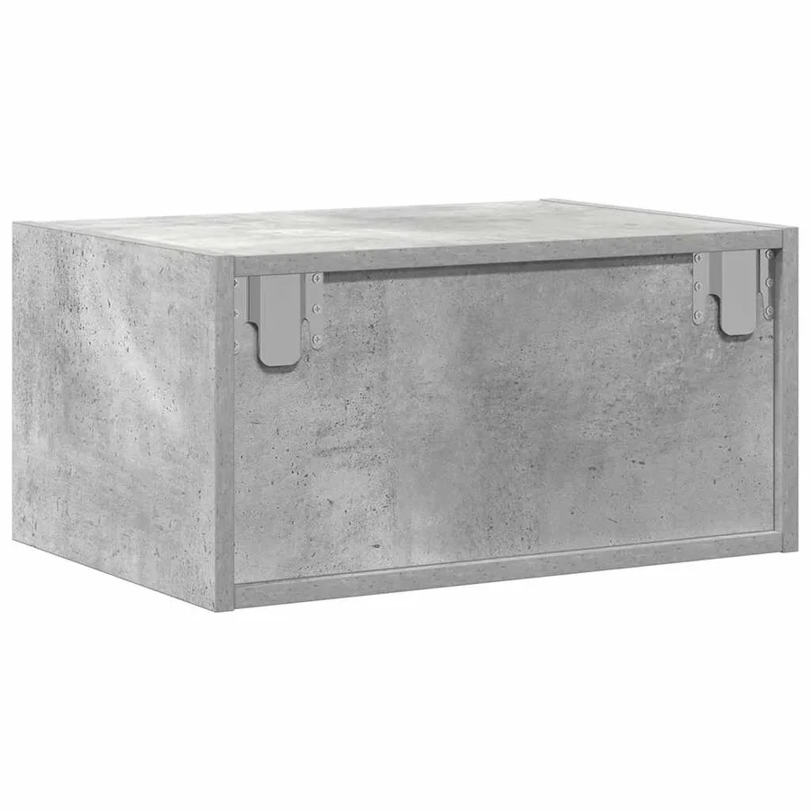 Table de chevet murale avec lumières LED gris béton - 7