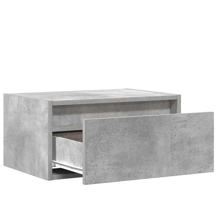 Table de chevet murale avec lumières LED gris béton - 8