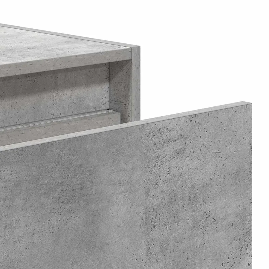 Table de chevet murale avec lumières LED gris béton - 9