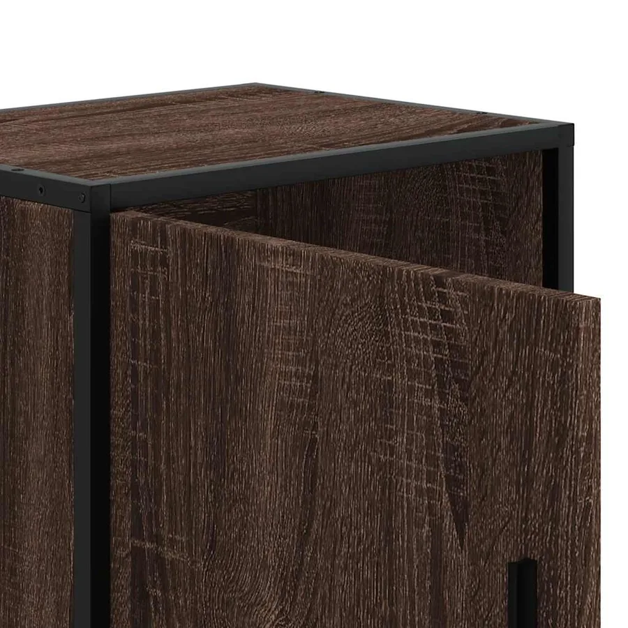 Table de chevet chêne marron 40x31x50cm bois d'ingénierie métal - 10
