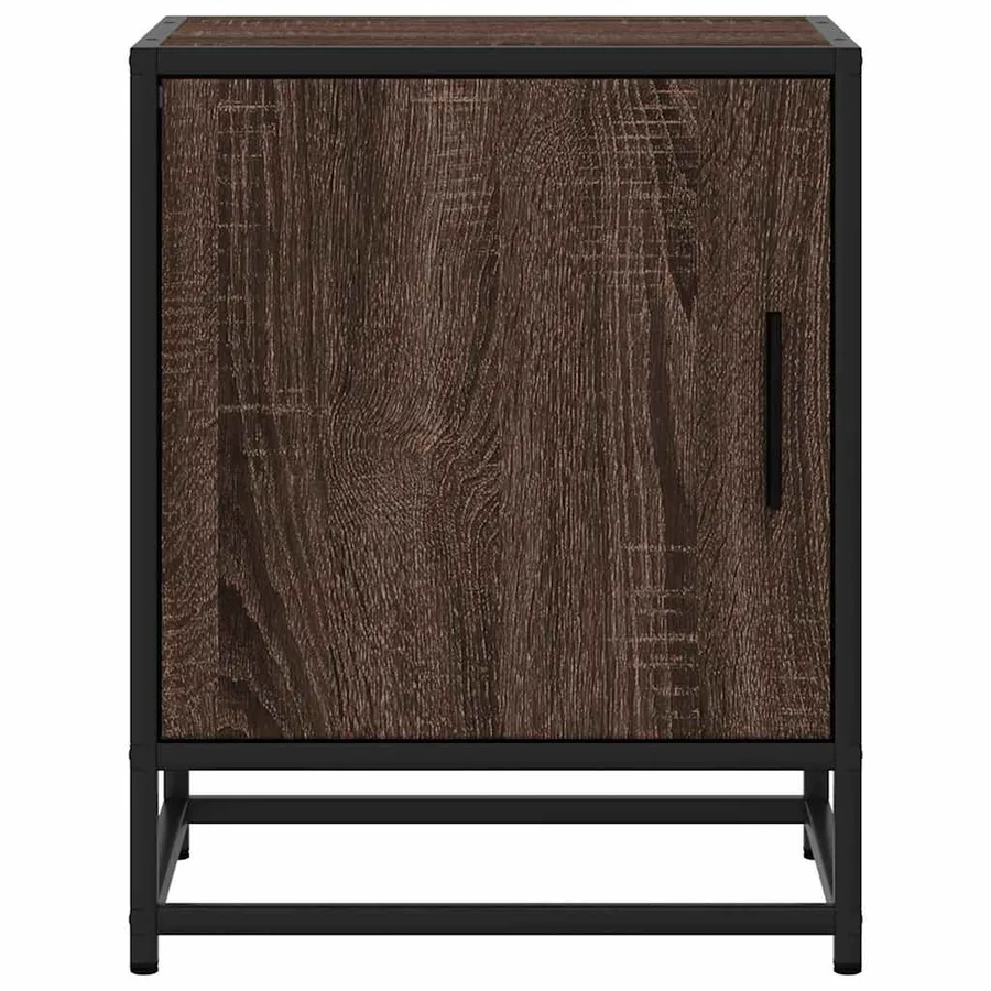 Table de chevet chêne marron 40x31x50cm bois d'ingénierie métal - 5