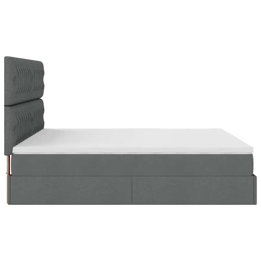 Cadre de lit ottoman avec matelas gris foncé 180x200 cm tissu - 10