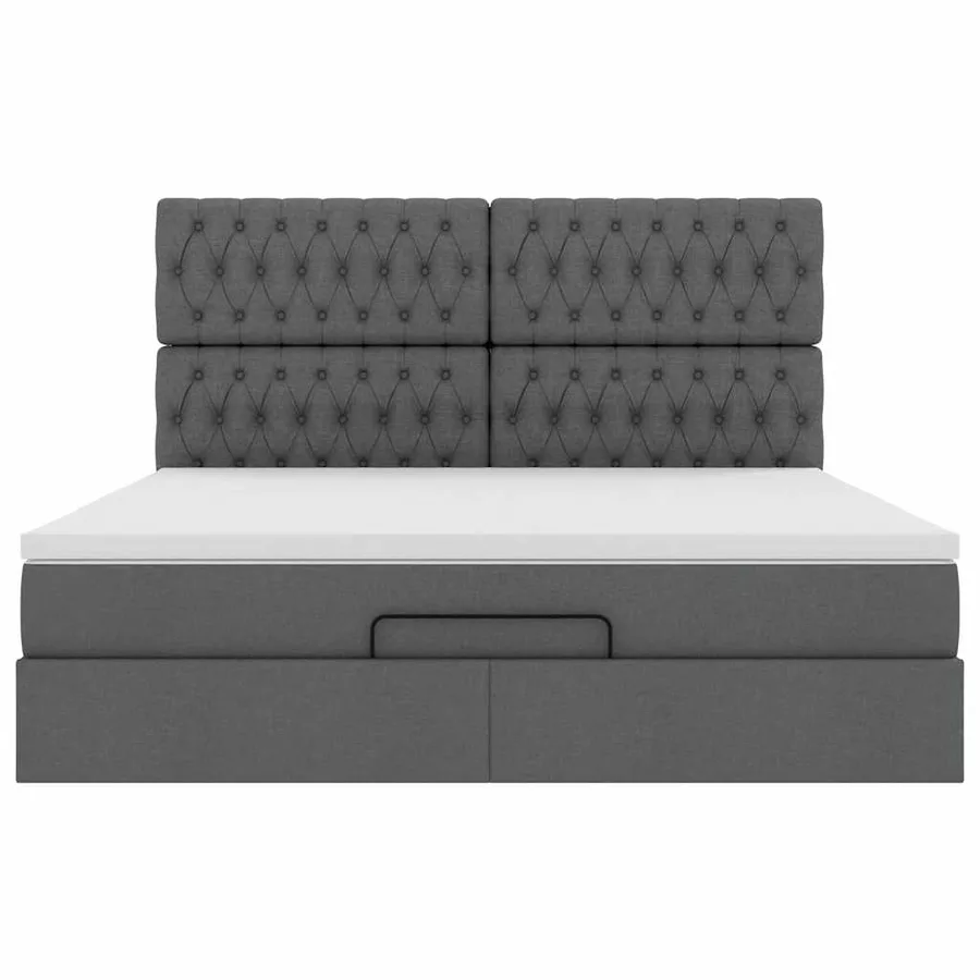 Cadre de lit ottoman avec matelas gris foncé 180x200 cm tissu - 7