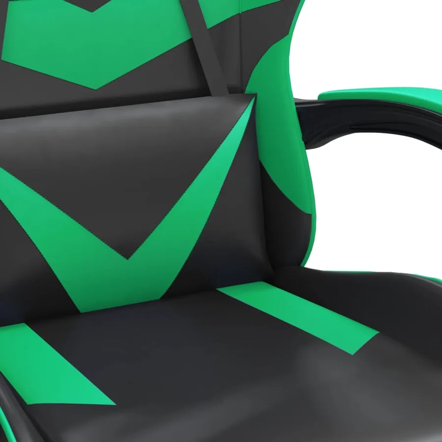 Chaise de jeu avec repose-pied Noir et vert Similicuir - 9