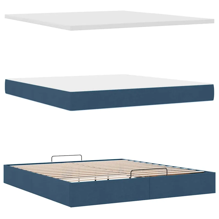 Cadre de lit ottoman avec matelas bleu 180x200 cm tissu - 8