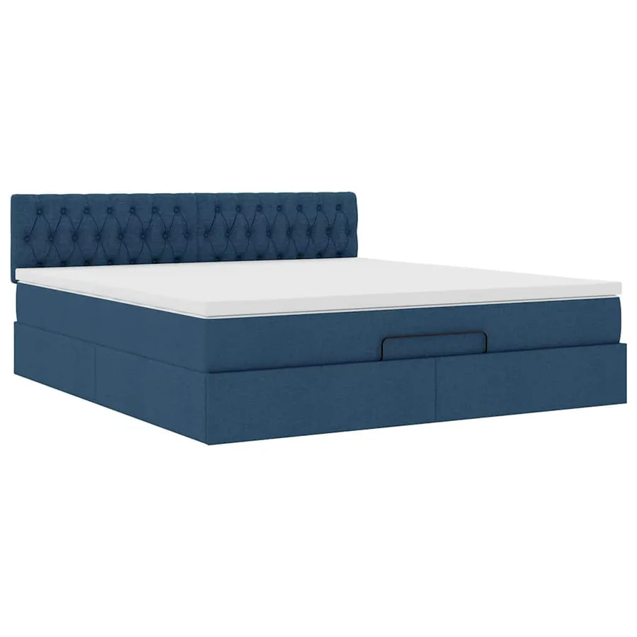 Lit ottoman avec matelas et LED bleu 180x200cm tissu - 7