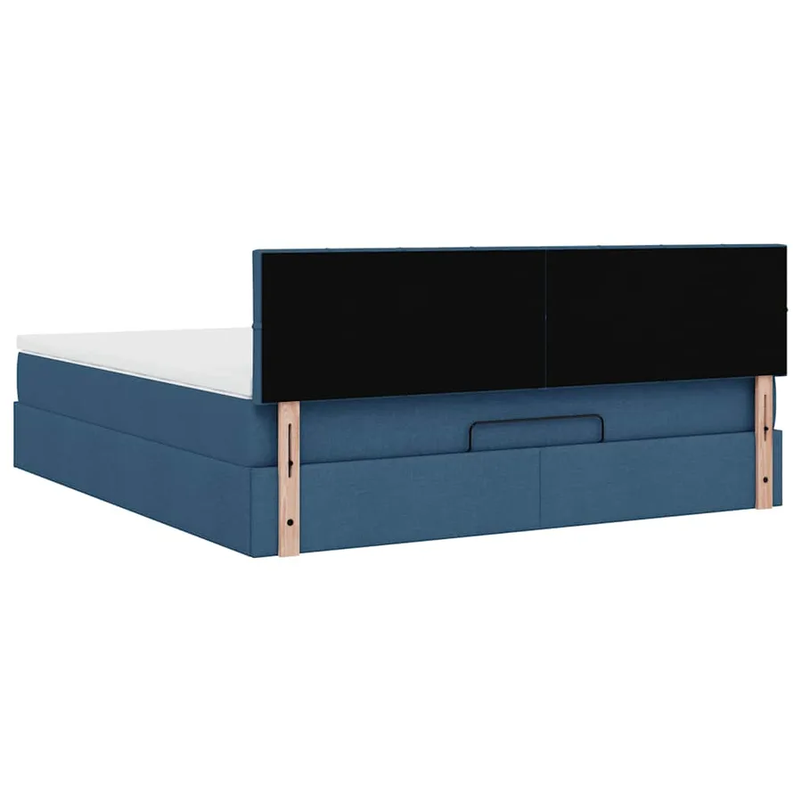 Lit ottoman avec matelas et LED bleu 180x200cm tissu - 12