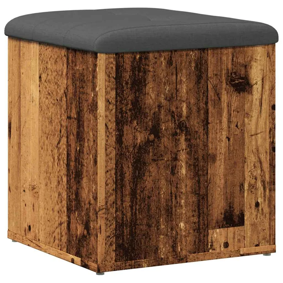 Banc de rangement vieux bois 42x42x45 cm bois d'ingénierie - 4