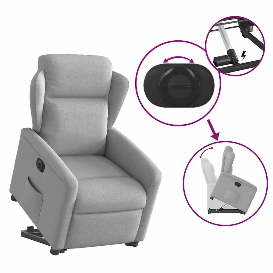 Fauteuil inclinable électrique gris nuage tissu - 8
