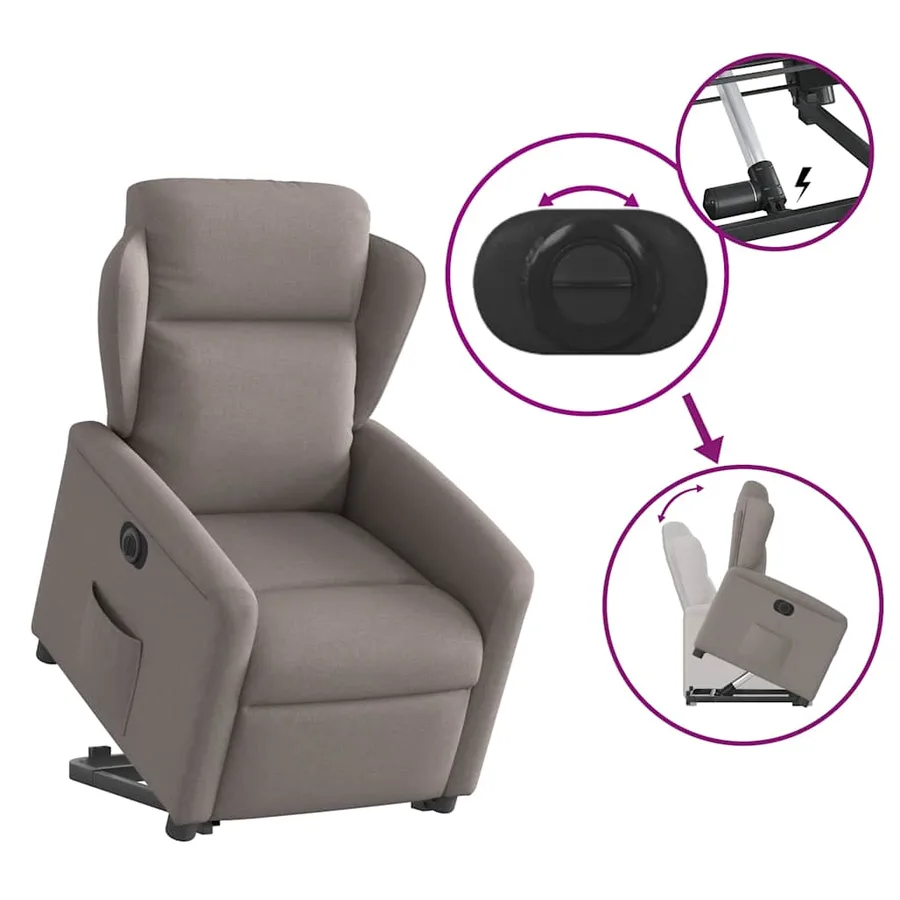 Fauteuil inclinable électrique taupe tissu - 8