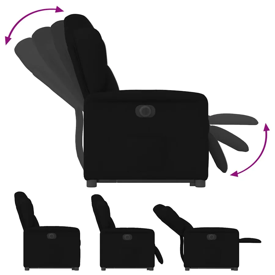 Fauteuil inclinable électrique noir tissu - 10