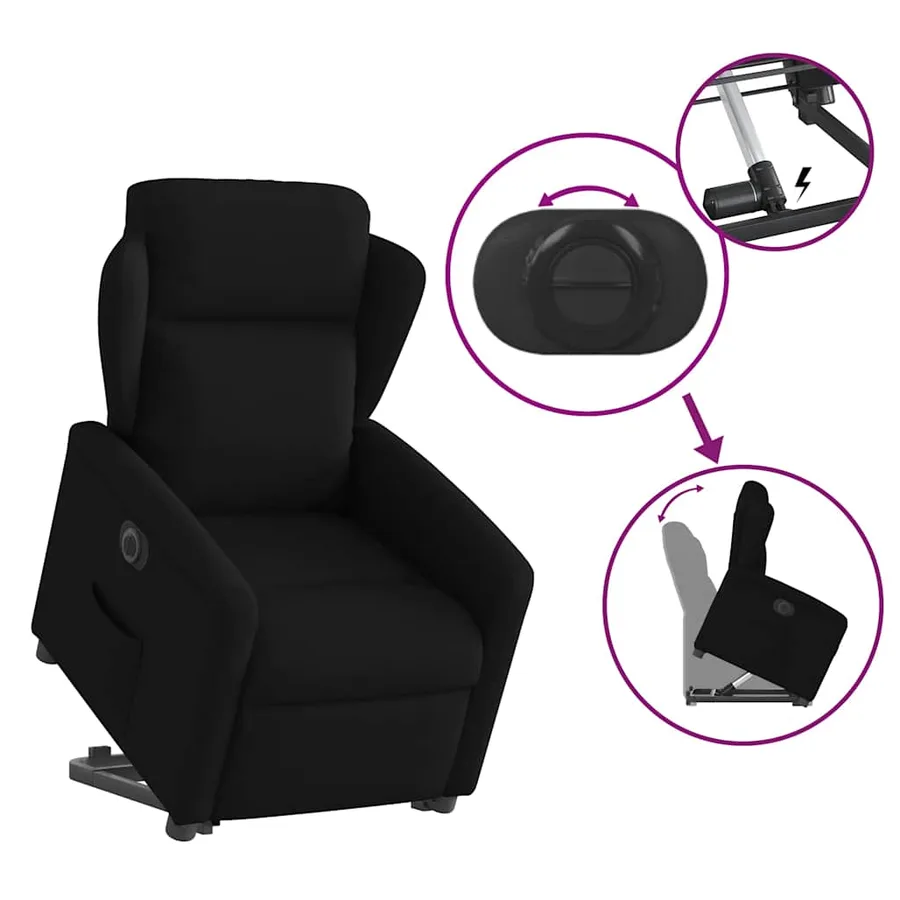 Fauteuil inclinable électrique noir tissu - 8
