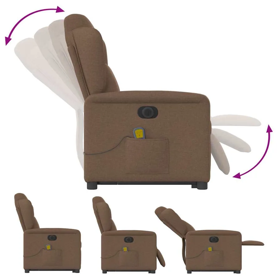 Fauteuil inclinable de massage électrique Marron Tissu - 10