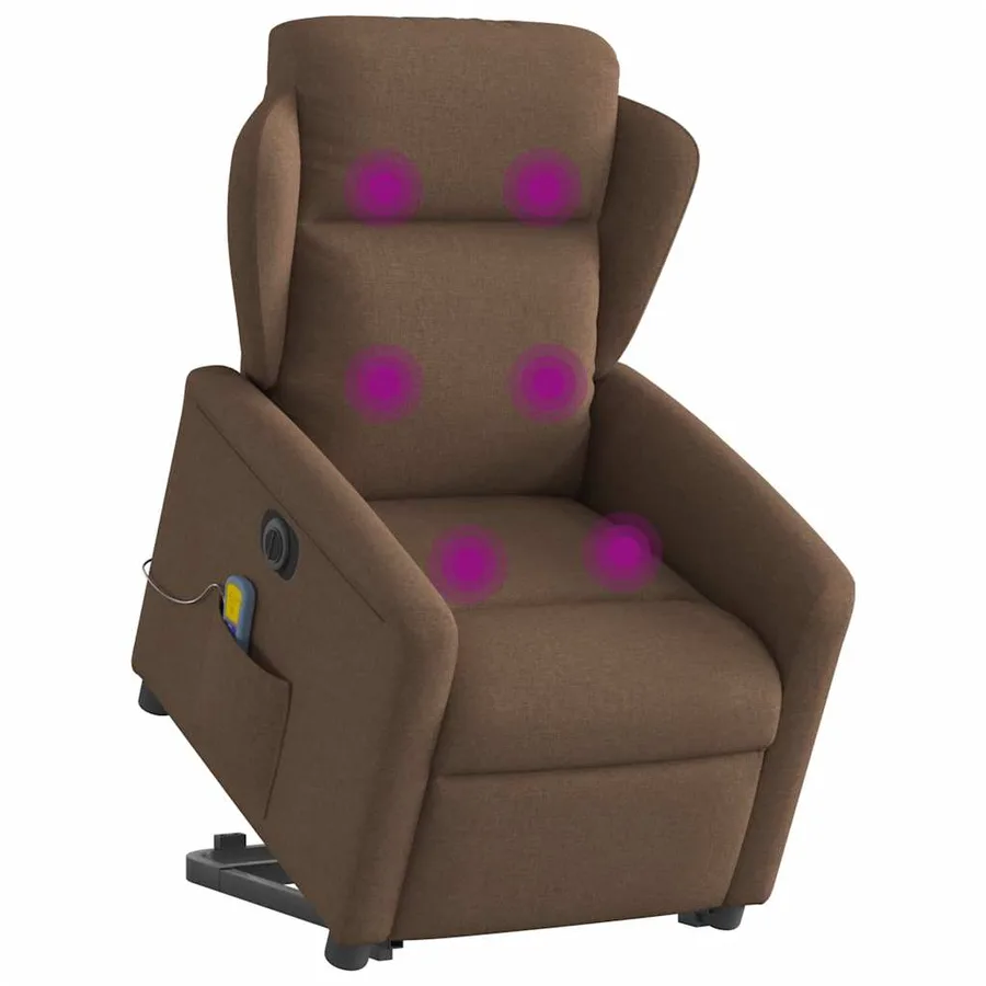 Fauteuil inclinable de massage électrique Marron Tissu - 3