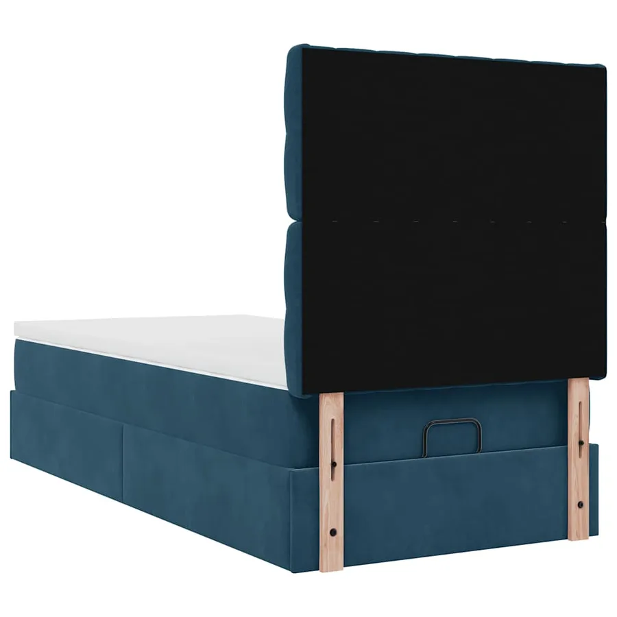 Cadre de lit ottoman avec matelas bleu foncé 80x200 cm velours - 10