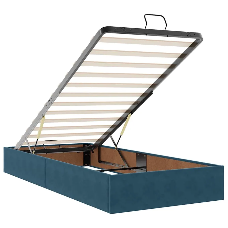 Cadre de lit ottoman avec matelas bleu foncé 80x200 cm velours - 11