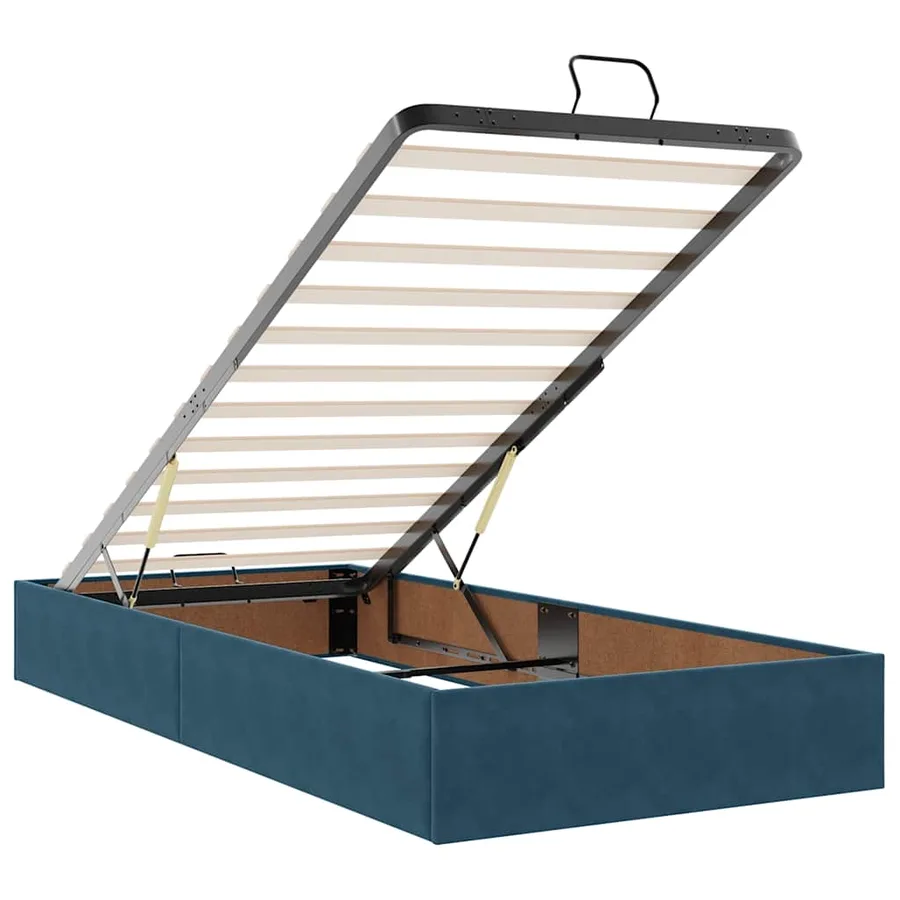 Cadre de lit ottoman avec matelas bleu foncé 160x200 cm velours - 10