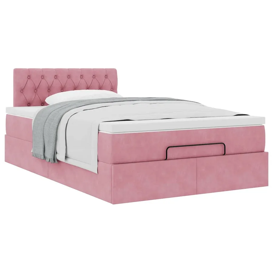 Cadre de lit ottoman avec matelas rose 120x200 cm velours - 5