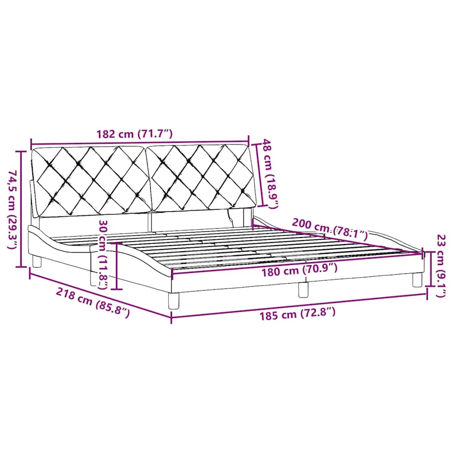 Cadre de lit avec LED sans matelas noir 180x200 cm tissu - 16