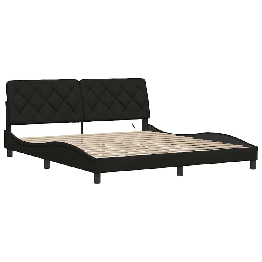 Cadre de lit avec LED sans matelas noir 180x200 cm tissu - 5