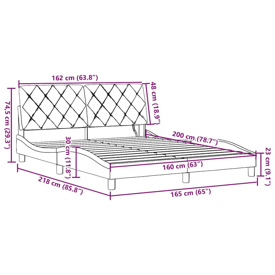 Cadre de lit avec LED sans matelas gris foncé 160x200 cm tissu - 15